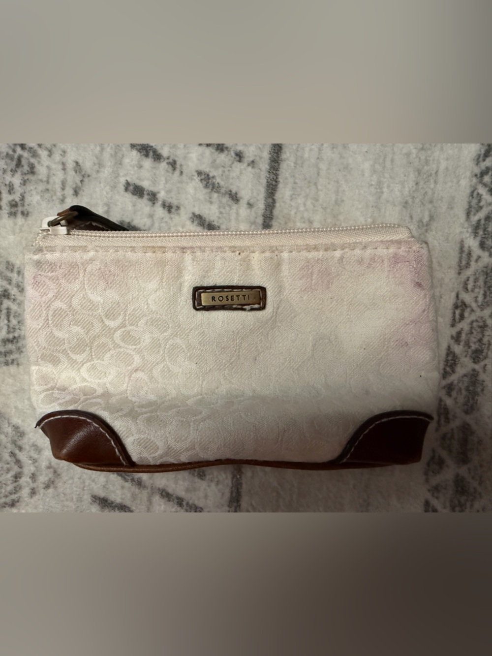 Rosetti Cream and Brown Mini Cosmetic Pouch